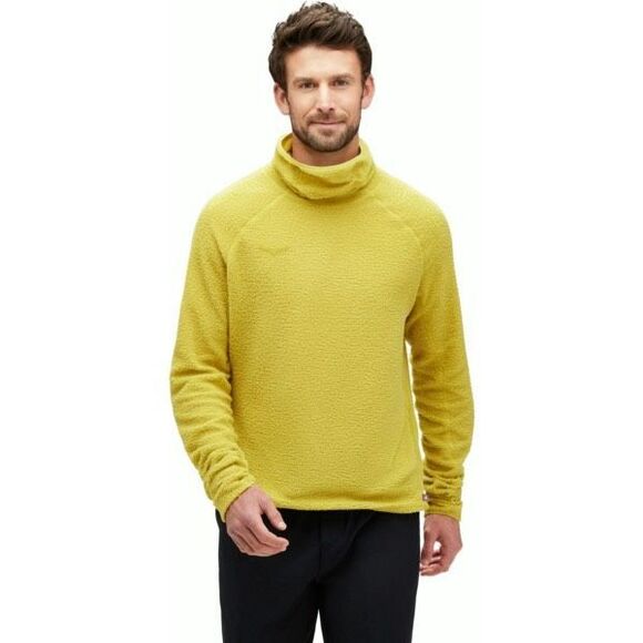 Hoka Base Camp Yellow Mock Neck Running Gym Fleece Sweatshirt Men's Size Medium - Picture 1 of 9